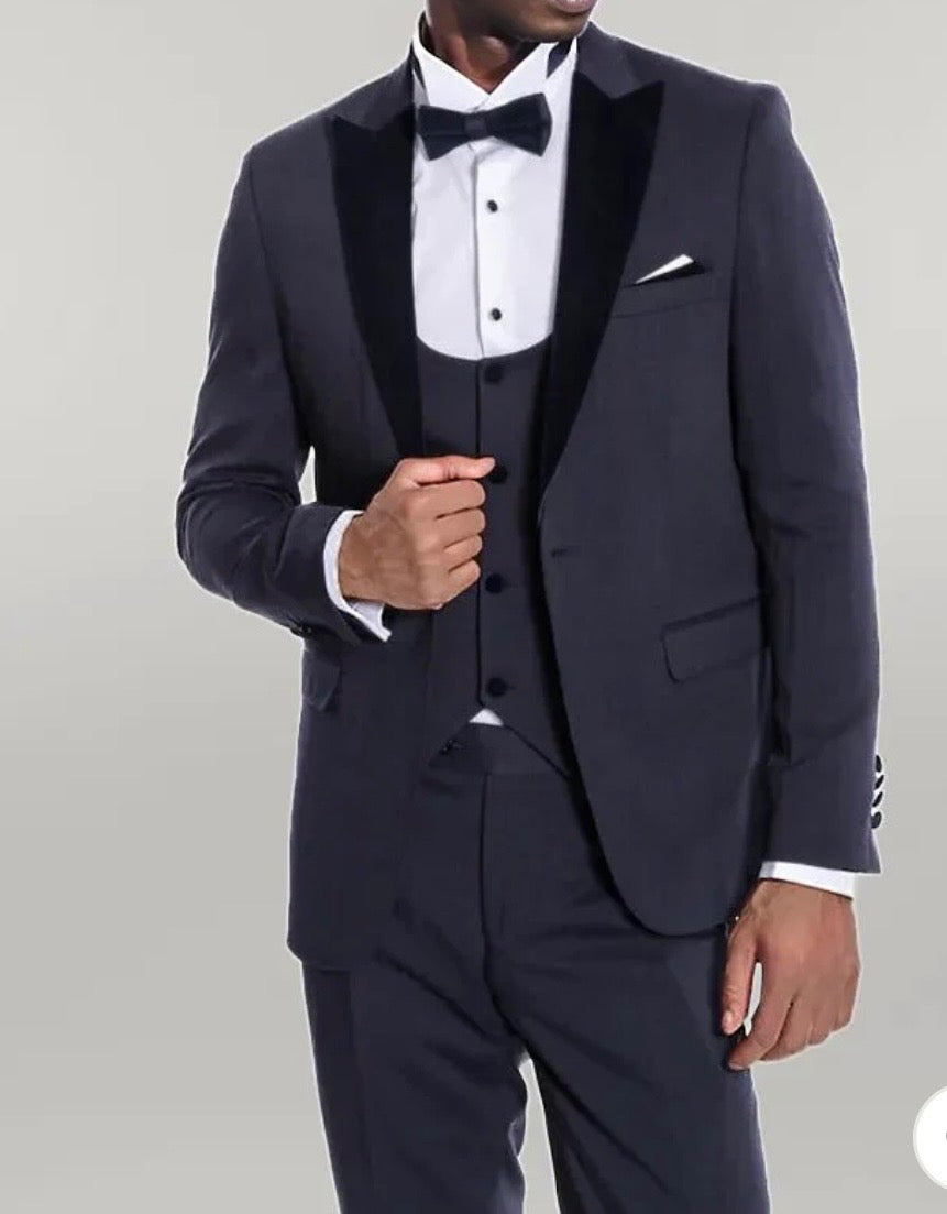 Plaid Slim Fit Black Men Tuxedo