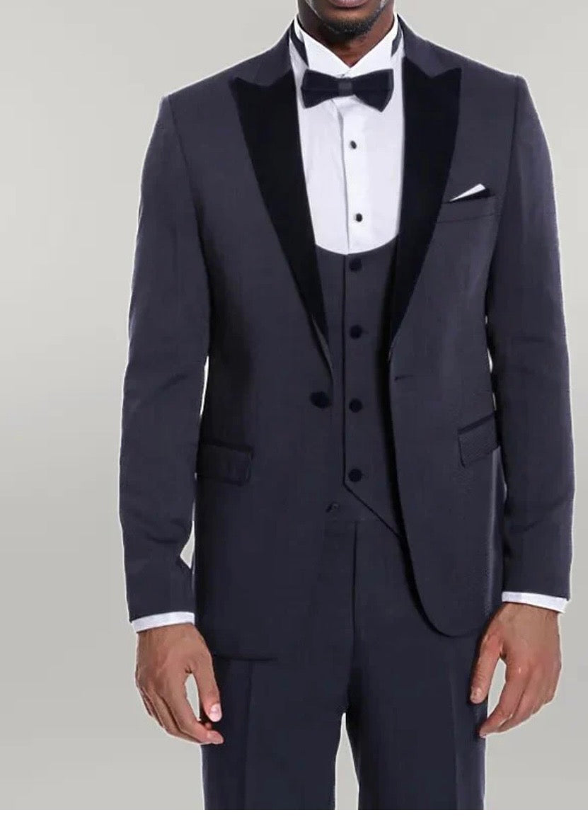 Plaid Slim Fit Black Men Tuxedo