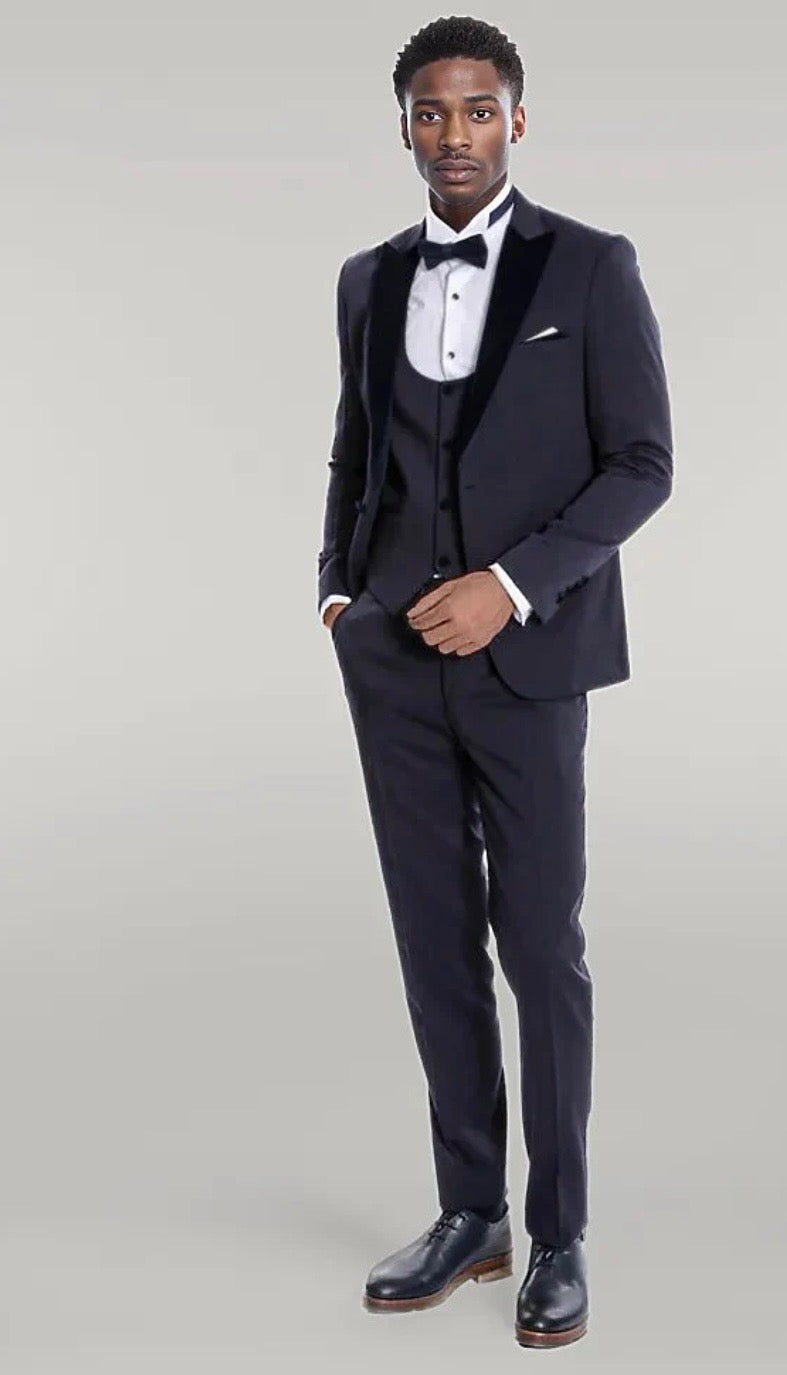 Plaid Slim Fit Black Men Tuxedo