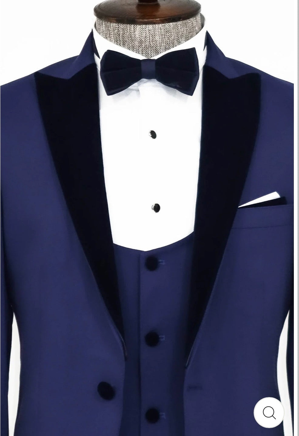 VEVET LAPEL SLIM FIT BLUE MEN SUIT