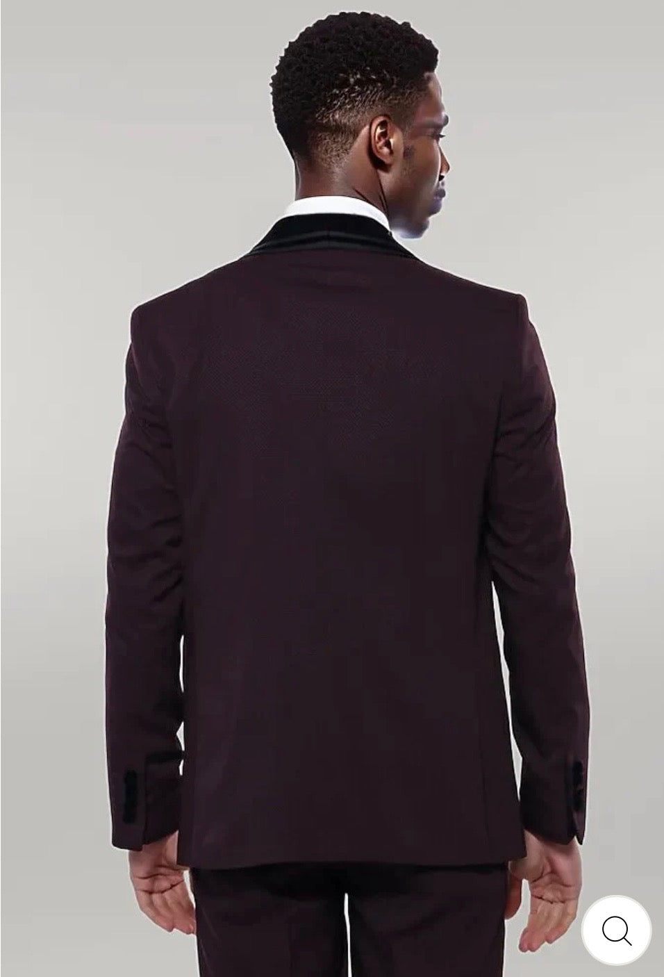Detachable Velvet Lapel Burgundy Men Tuxedo
