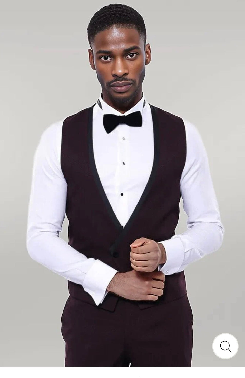 Detachable Velvet Lapel Burgundy Men Tuxedo