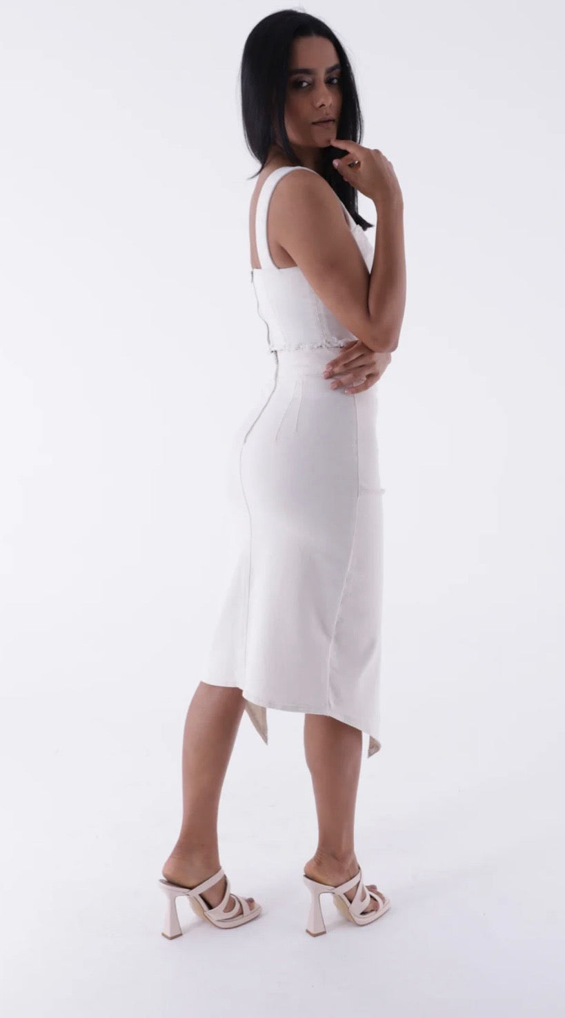 DENIM SKIRT WITH FRONT DARTS AND SIDE SLIT MIXED