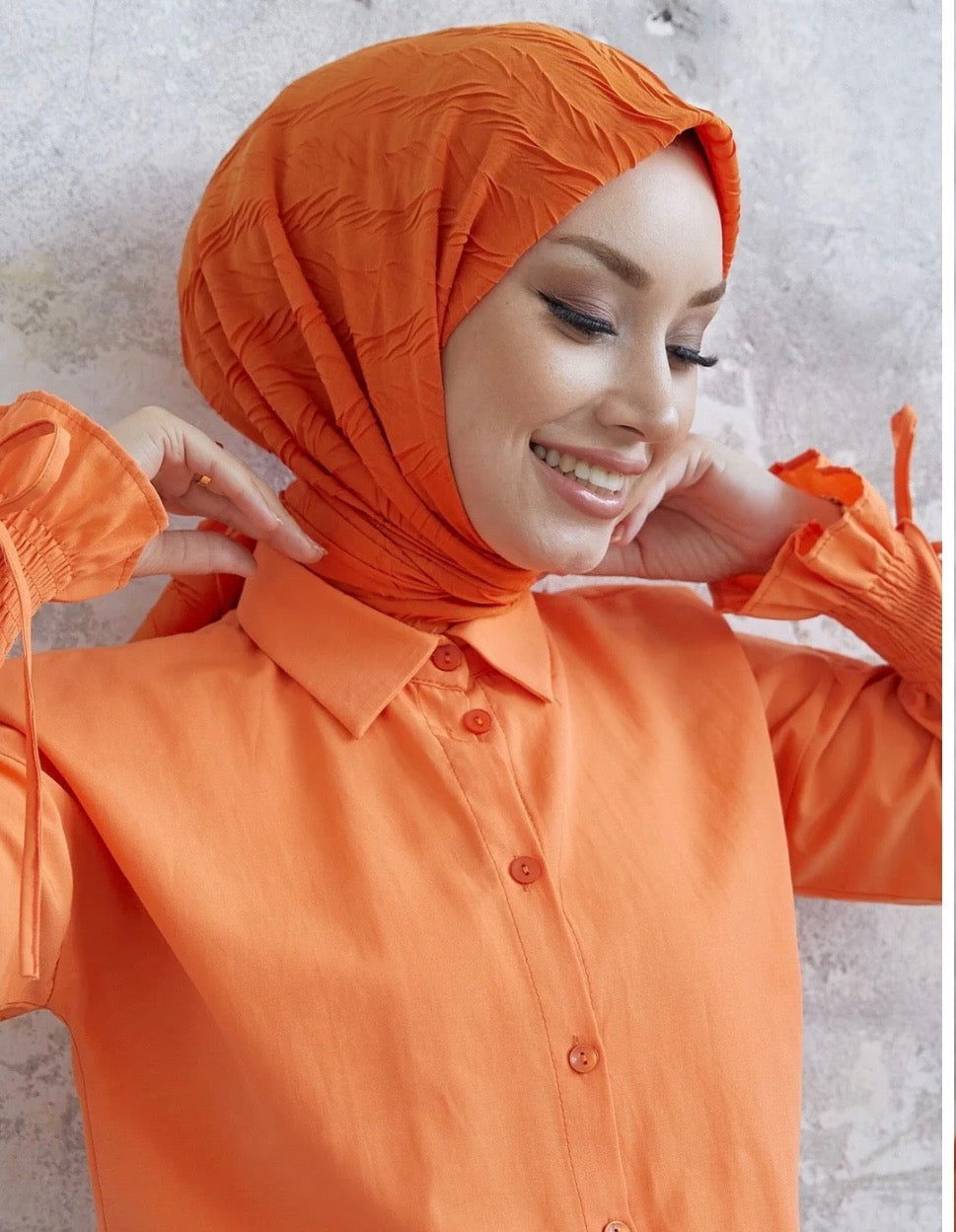 Women Bamboo Texture Crinkled Scarf
