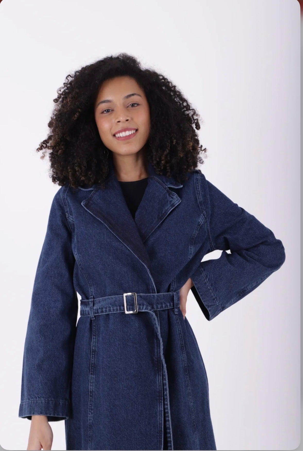 DENIM TRENCH COAT WITH BELT