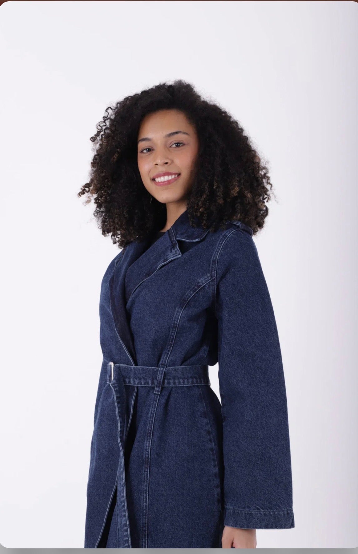 DENIM TRENCH COAT WITH BELT