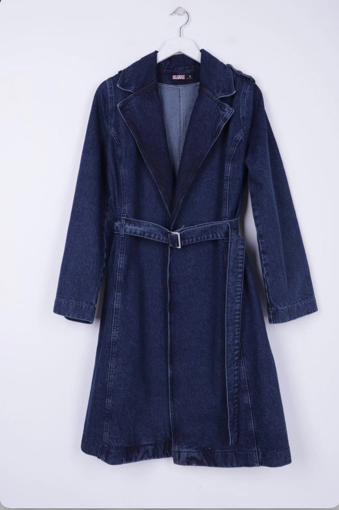 DENIM TRENCH COAT WITH BELT