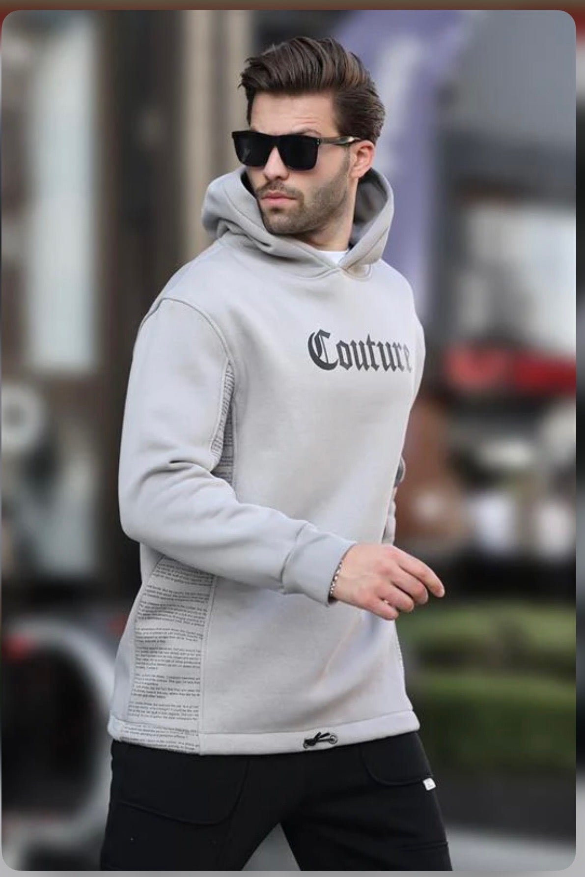 PRINTED MEN’S HOODED SWEATSHIRT IN GRAY