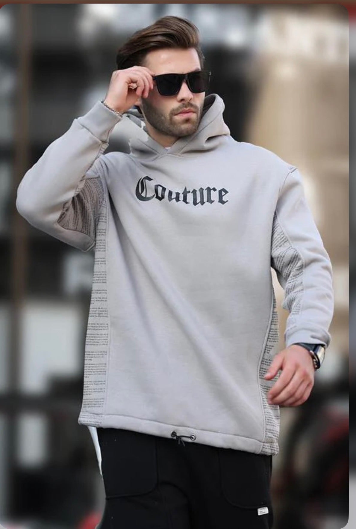 PRINTED MEN’S HOODED SWEATSHIRT IN GRAY