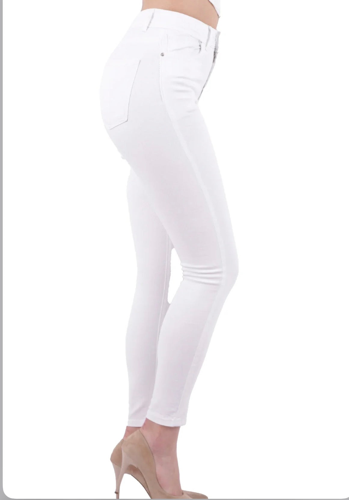 HIGH WAISTED ANKLE LENGTH SKINNY JEAN WHITE