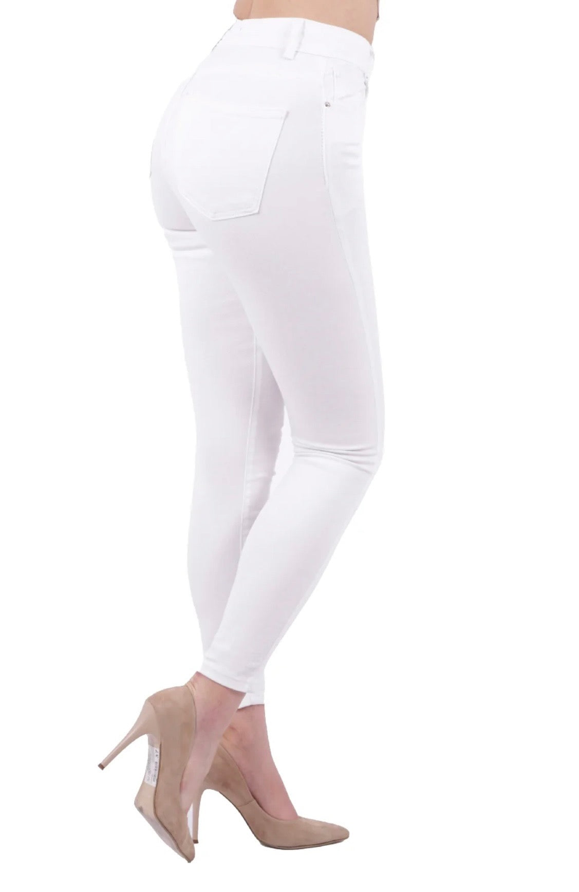 HIGH WAISTED ANKLE LENGTH SKINNY JEAN WHITE