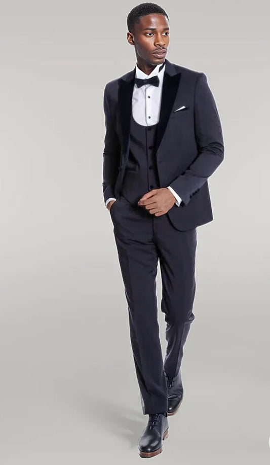 Plaid Slim Fit Black Men  Tuxedo