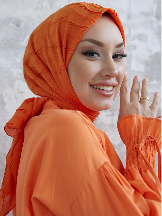 Women Bamboo Texture Crinkled Scarf