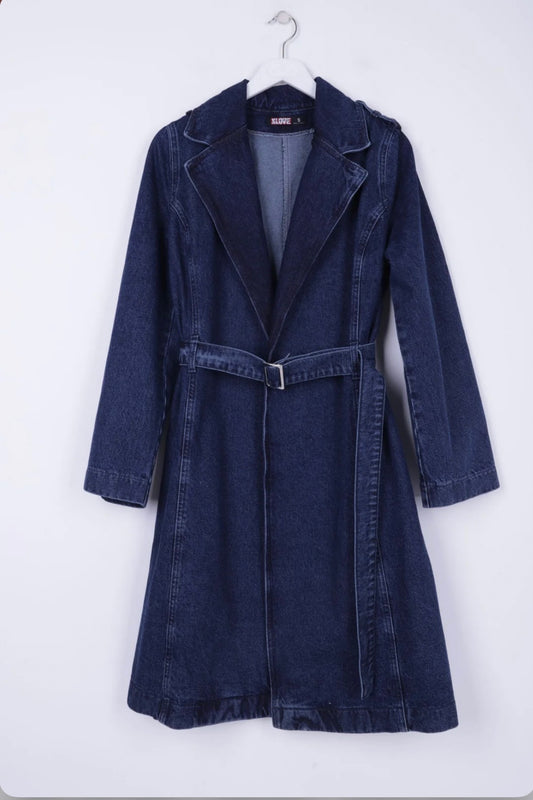 DENIM TRENCH COAT WITH BELT