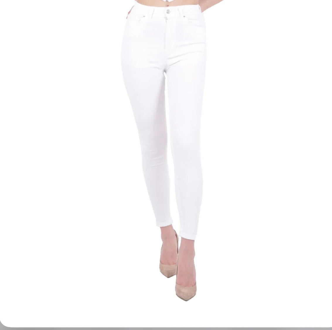 HIGH WAISTED ANKLE LENGTH SKINNY JEAN WHITE