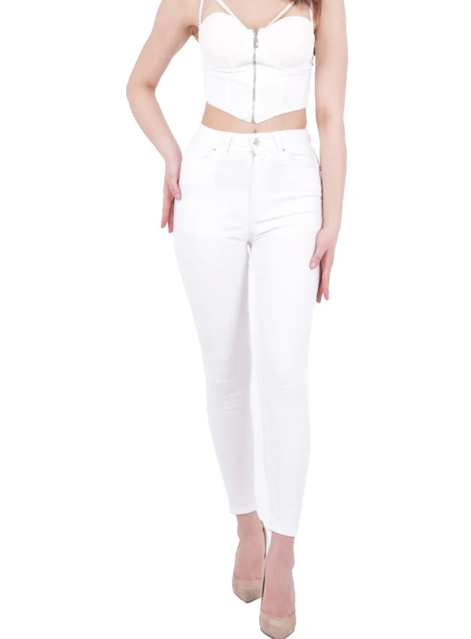 HIGH WAISTED ANKLE LENGTH SKINNY JEAN WHITE
